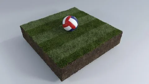 3D Soccer ball of grass patch Stock Illustration