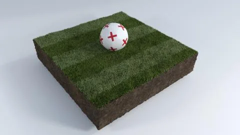 3D Soccer ball on grass patch 스톡 일러스트