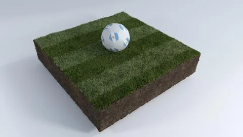 3D Soccer ball on grass patch Ilustración de archivo
