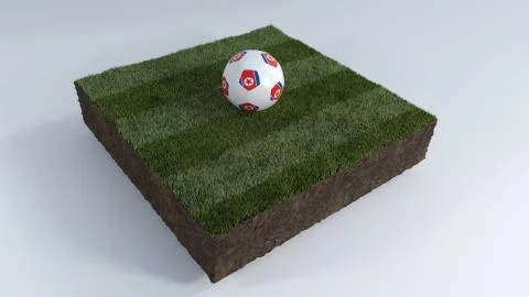 3D Soccer ball on grass patch Stock Illustration