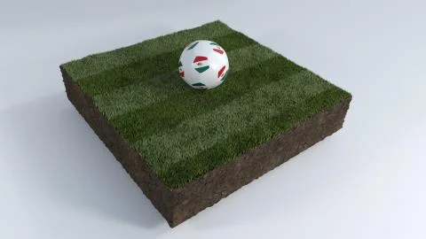 3D Soccer ball on grass patch Ilustración de archivo