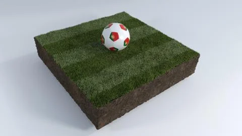 3D Soccer ball on grass patch Ilustración de archivo