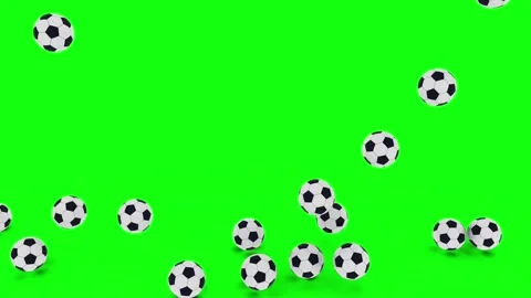 3D soccer balls falling and bouncing on floor over green screen animation loop 스톡 동영상 314004365