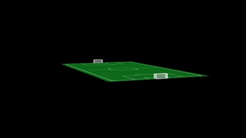 3D soccer field with two goals and black background Stock Footage 307615221
