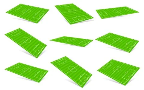 3D Soccer fields - Soccer fields in different angles Stock Illustration