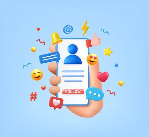 3d Social media platform, Stock Illustration