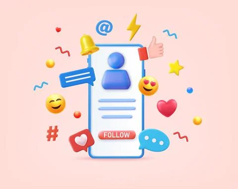 3d Social media platform, Stock Illustration