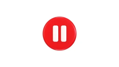 3d social media video pause icon animation on 3d media player button animation Stock Footage 314735329