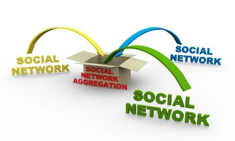 3d social network aggregation Stock Illustration