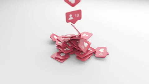 3D Social Network Counters Icons Abstract Illustration Get More Likes Background Vídeo Stock 136472322