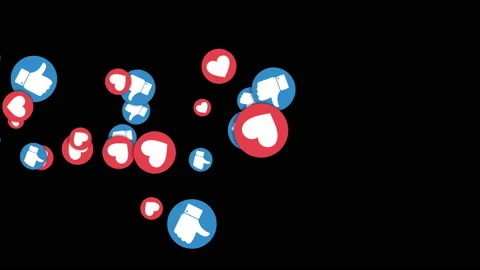 3D Social Network Like Icons fly through the screen - Animation, isolated Video stock 201515841