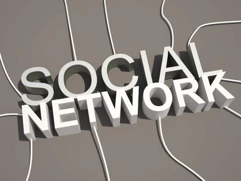 3d social network text concept Stock Illustration