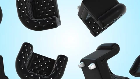 3D Sofa Chairs Falling on a Light Blue Background. Black Sofa Chair Animation. Stock Footage 286744406