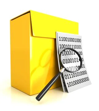 3d software box - magnifying glass Illustrazione stock