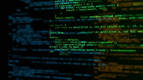 3D software developer computer script programming code abstract technology Loop Stock Footage 157870632