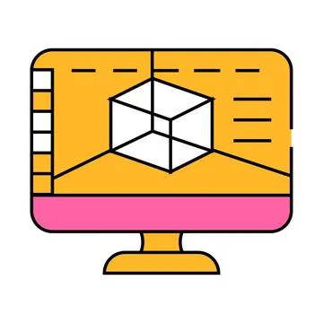 3d software icon color illustration Ilustração Stock