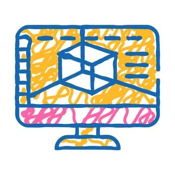 3d software icon doodle illustration Illustrazione stock