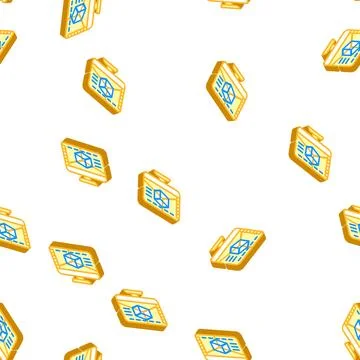 3d software isometric icon seamless pattern Ilustração Stock