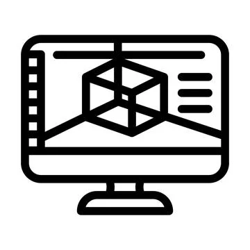 3d software line icon vector illustration Ilustração Stock