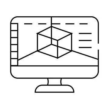 3d software line icon vector illustration Ilustração Stock