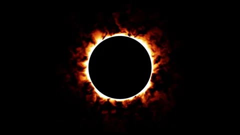 3D Solar Eclipse Animation with Glowing Fire Corona on Black Background. 4K 스톡 동영상 330337363