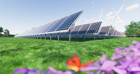 3d solar farm looping day to night Stock Footage 131874601