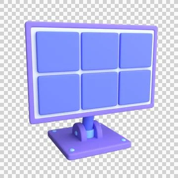 3d solar panel in cartoon style. Alternative energy. 3d rendering Stock Illustration