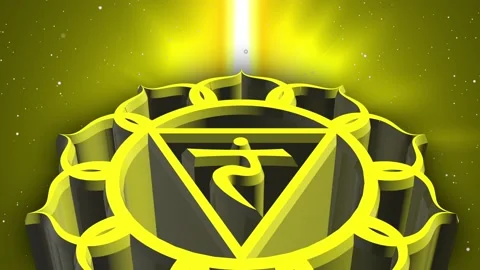 3D Solar plexus chakra symbol with light background Stock Footage 146936557