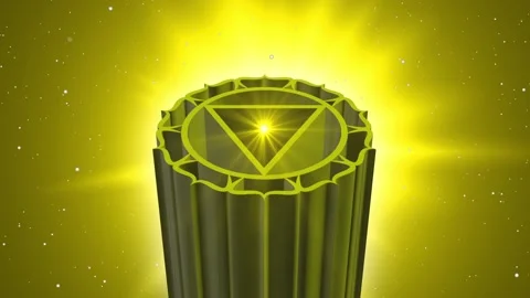 3D Solar plexus chakra symbol with light background Vídeos de archivo 146936666