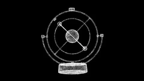 3D Solar system model rotates on black background. Science and space concept. Illustrazione stock