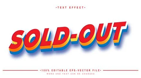 3d sold out text effect Stock Illustration