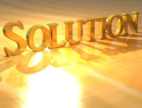 3d solution gold text Illustrazione stock