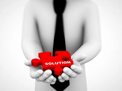 3d solution puzzle piece illustration Illustrazione stock