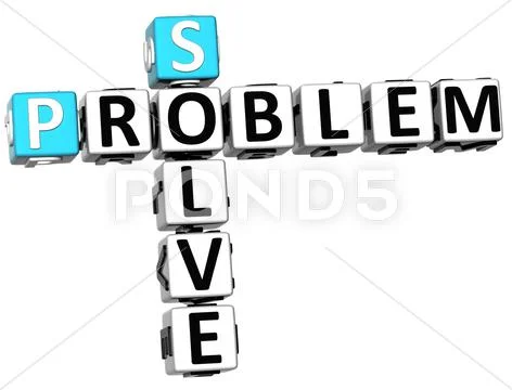 3d solve problem crossword Stock Illustration