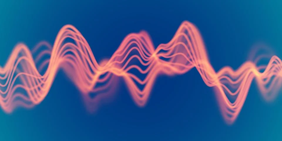 3D Sound waves. Big data abstract visualization. EPS 10 vector illustration. Illustrazione stock