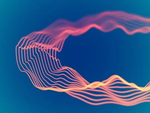 3D Sound waves. Big data abstract visualization Stock Illustration