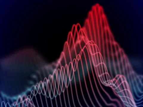 3D Sound waves. Big data abstract visualization. Stock Illustration