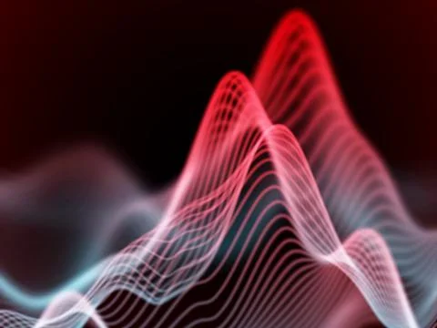 3D Sound waves. Big data abstract visualization. Ilustração Stock