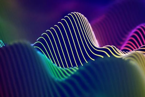 3D Sound waves. Big data abstract visualization. Stock Illustration