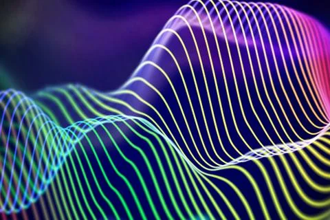 3D Sound waves. Big data abstract visualization. Stock Illustration