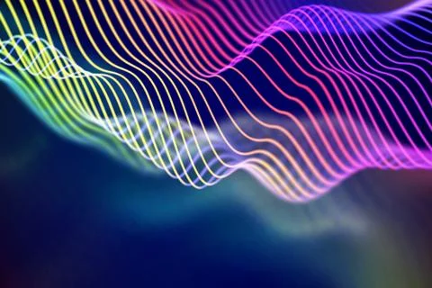 3D Sound waves. Big data abstract visualization. Stock Illustration