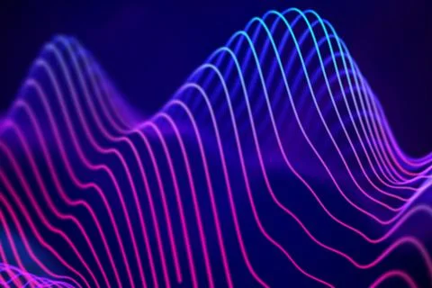 3D Sound waves. Big data abstract visualization. Stock Illustration