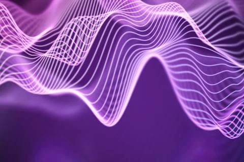 3D Sound waves. Big data abstract visualization. Stock Illustration