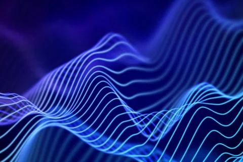 3D Sound waves. Big data abstract visualization. Stock Illustration