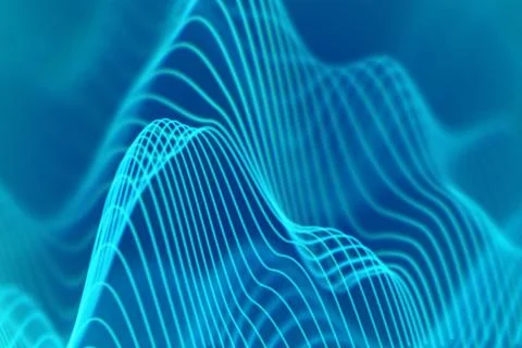 3D Sound waves. Big data abstract visualization. Stock Illustration