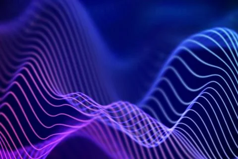 3D Sound waves. Big data abstract visualization. Stock Illustration