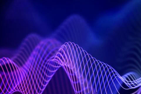 3D Sound waves. Big data abstract visualization. 스톡 일러스트