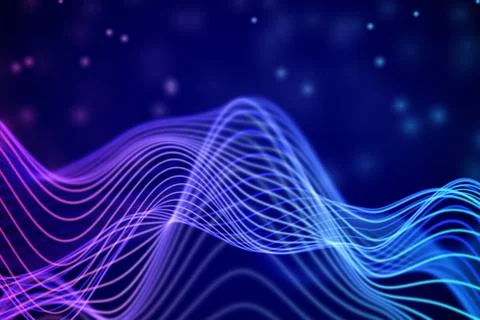 3D Sound waves. Big data abstract visualization. Stock Illustration