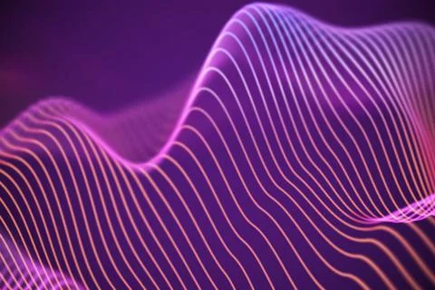 3D Sound waves. Big data abstract visualization. Stock Illustration