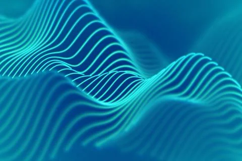 3D Sound waves. Big data abstract visualization. Illustrazione stock